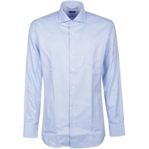 Barba Napoli, Heren, Overhemden, Blauw, Maat: L Katoen,