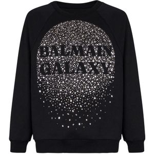 Balmain Galaxy geborduurd sweatshirt , Black , Heren , Maat: S