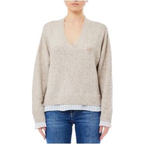 Liu Jo, Dames, Truien, Beige, Maat: S