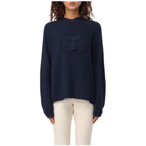 Twinset, Dames, Sweatshirts & Hoodies, Blauw, Maat: L Wol,