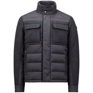 Moncler Korte donsjas met wollen details , Gray , Heren , Maat: XL