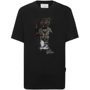 Philipp Plein, Heren, Tops, Zwart, Maat: M Katoen,