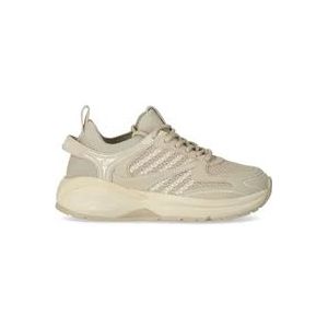 Dsquared2 Beige Dash Sneaker met Witte Mesh , Beige , Dames , Maat: 38 EU