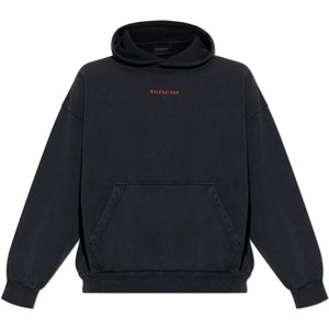 Balenciaga, Heren, Sweatshirts & Hoodies, Blauw, Maat: S Katoen,