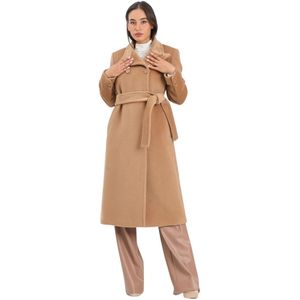 Max Mara, Dames, Mantels, Bruin, Maat: S Wol,