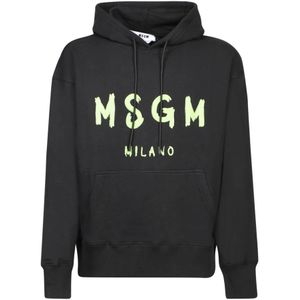 Msgm, Heren, Sweatshirts & Hoodies, Zwart, Maat: S Katoen,