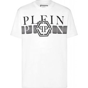 Philipp Plein, Heren, Tops, Wit, Maat: L Katoen,