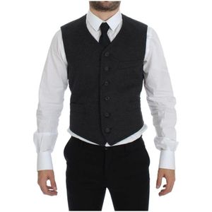 Dolce & Gabbana - Elegante Grijze Wollen Blend Jurk Vest - Heren