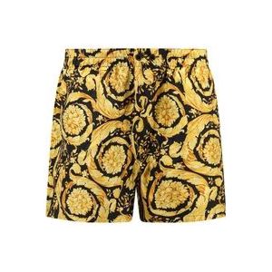Versace Zijden Gouden Shorts Elastische Taille , Multicolor , Heren , Maat: L