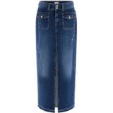 Guess - Midi Tubino Stretch Rok - Blauw - Katoen
