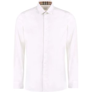 Burberry, Heren, Overhemden, Wit, Maat: L Katoen,