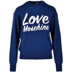 Love Moschino, Dames, Truien, Blauw, Maat: L Wol,