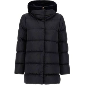 Herno, Dames, Mantels, Zwart, Maat: S Satijn,