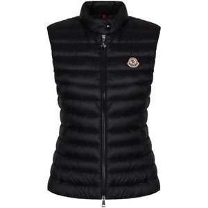 Moncler, Dames, Jassen, Zwart, Maat: L Leer,