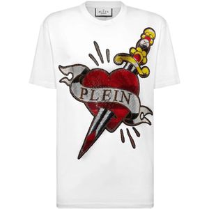 Philipp Plein, Heren, Tops, Wit, Maat: 4XL Katoen,