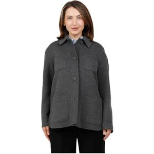 Max Mara Studio, Dames, Jassen, Grijs, Maat: 3XS Wol,