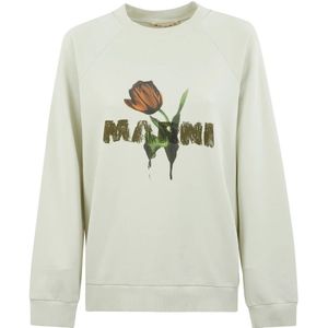 Marni, Dames, Sweatshirts & Hoodies, Beige, Maat: XS Katoen,