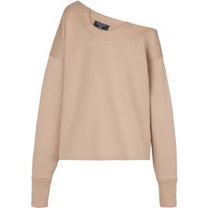 Balmain Asymmetrische jersey off-the-shoulder sweatshirt , Beige , Dames , Maat: S