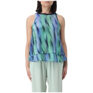 Armani Exchange, Dames, Tops, Blauw, Maat: XS Zijde,