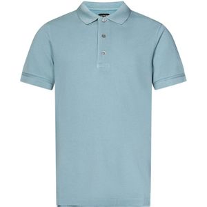Tom Ford - Garment-Dyed Lyocell-Cotton Piqué Polo Shirt - Helderblauw - Korte Mouwen