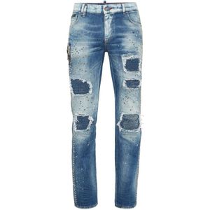 Philipp Plein, Heren, Jeans, Blauw, Maat: W38 Denim,