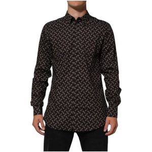 Dolce & Gabbana, Heren, Overhemden, Bruin, Maat: 2XL Katoen,