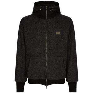 Dolce & Gabbana, Heren, Sweatshirts & Hoodies, Zwart, Maat: M Wol,