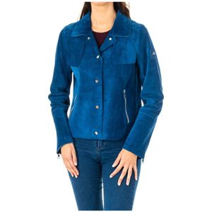 La Martina - Leren Jas - Blauw - Lange Mouw - Dames