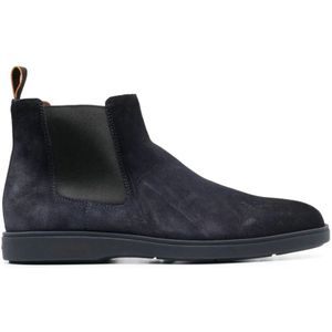 Santoni Suede Chelsea Laarzen voor Heren , Blue , Heren , Maat: 41 1/2 EU