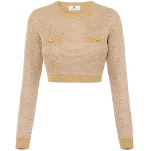 Elisabetta Franchi, Dames, Truien, Geel, Maat: XS Wol,