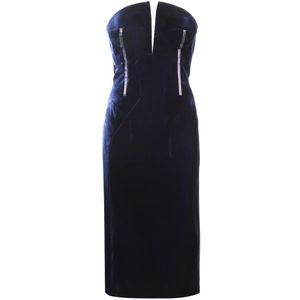 Tom Ford, Dames, Jurken, Blauw, Maat: S Velours,