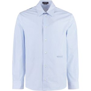 Versace, Heren, Overhemden, Blauw, Maat: M Katoen,