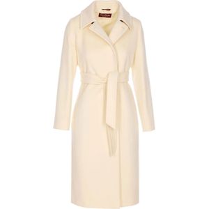 Max Mara Studio, Dames, Mantels, Wit, Maat: XS Wol,