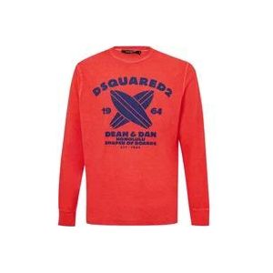 Dsquared2 Rode Katoenen T-Shirt , Red , Heren , Maat: M