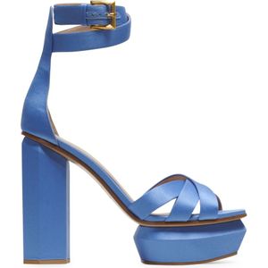 Balmain Ava satijnen platform sandalen , Blue , Dames , Maat: 38 EU