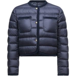 Moncler, Dames, Jassen, Blauw, Maat: M Satijn,