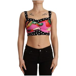 Dolce & Gabbana, Dames, Tops, Veelkleurig, Maat: 3XS Zijde,