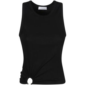 Rabanne, Dames, Tops, Zwart, Maat: S Katoen,