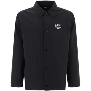 A.p.c. - Logo French Collar Shirt - Overhemd - Zwart - Katoen
