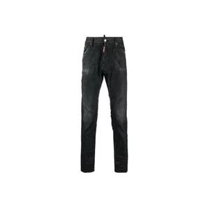 Dsquared2 Zwarte Slim-Fit Jeans met Distressed Finish , Black , Heren , Maat: 2XL