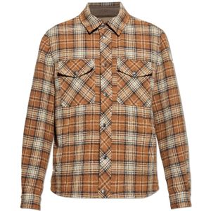 Moncler, Heren, Overhemden, Bruin, Maat: S Wol,