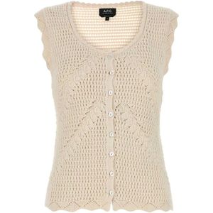 A.p.c., Dames, Tops, Beige, Maat: S Katoen,