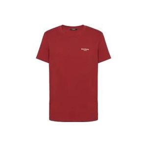Balmain Flock T-shirt , Red , Heren , Maat: XS