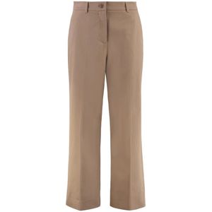 Weekend Max Mara, Dames, Broeken, Bruin, Maat: XS Katoen,