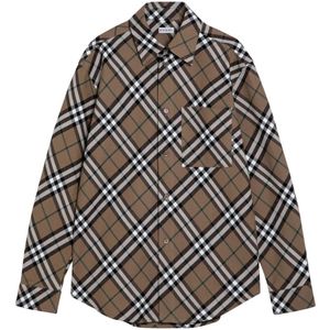 Burberry, Heren, Overhemden, Bruin, Maat: S Katoen,