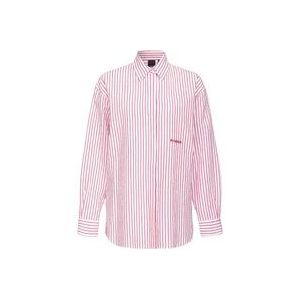 Pinko Gestreepte Klassieke Shirt van Stretchkatoen , Pink , Dames , Maat: XS