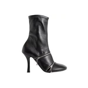 Burberry Zwarte leren Peep laarzen , Black , Dames , Maat: 37 EU