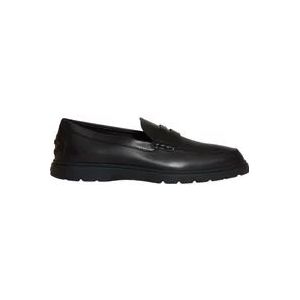 Tod's Zwarte Leren Rubberen Zool Mocassin , Black , Heren , Maat: 43 EU