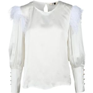 Think!, Dames, Blouses & Shirts, Wit, Maat: XS Viscose,