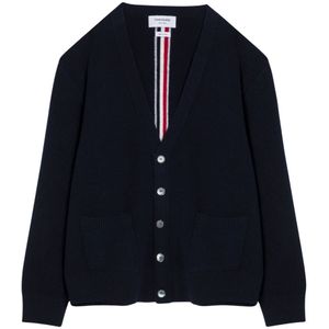 Thom Browne, Heren, Truien, Blauw, Maat: M Wol,